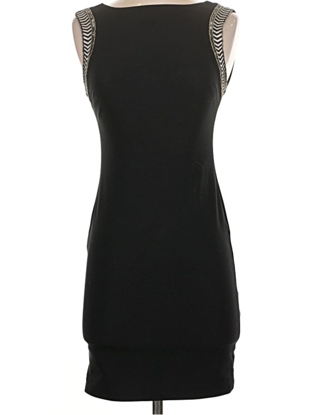 Zara Trafulac Black Sleeveless Dress with Chevron Bead Trim size large - Picture 1 of 9